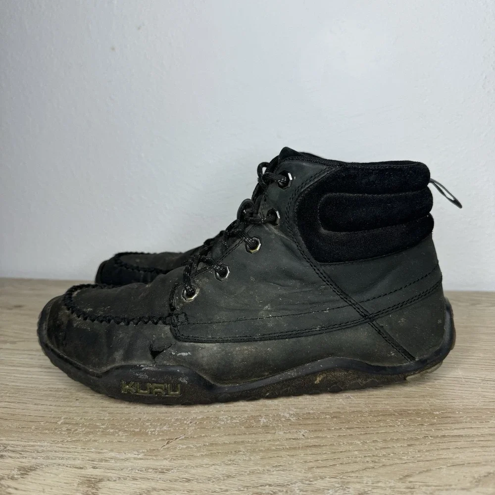 Kuru Quest Black Leather Plantar Fasciitis Chukka Boots Mens Size 10.5 M EU 42‎